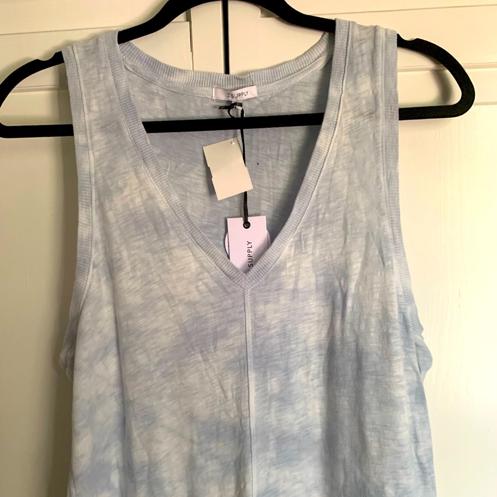 Z Supply Pale Blue Tie-Dye V-Neck Maxi Dress